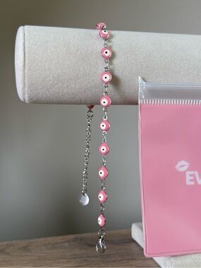 Evry Jewelry “Pink Evil Eye Bracelet” 8” With a 1” Extender. #215